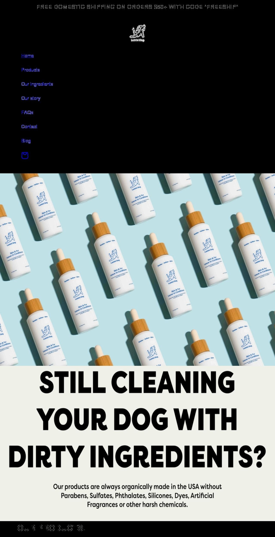 luminidog.com shopify website screenshot