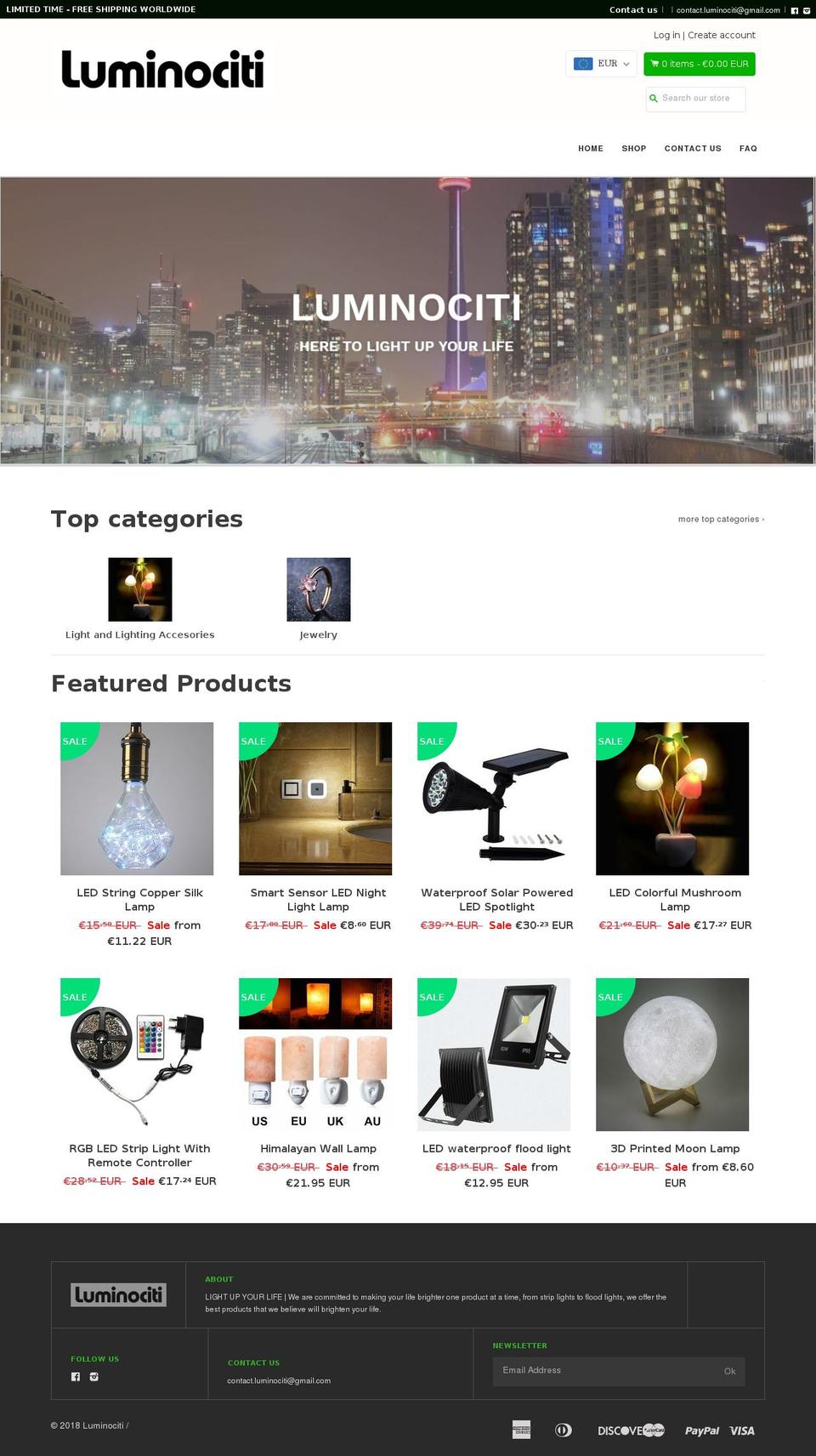 shopify-booster-theme Shopify theme site example luminociti.com