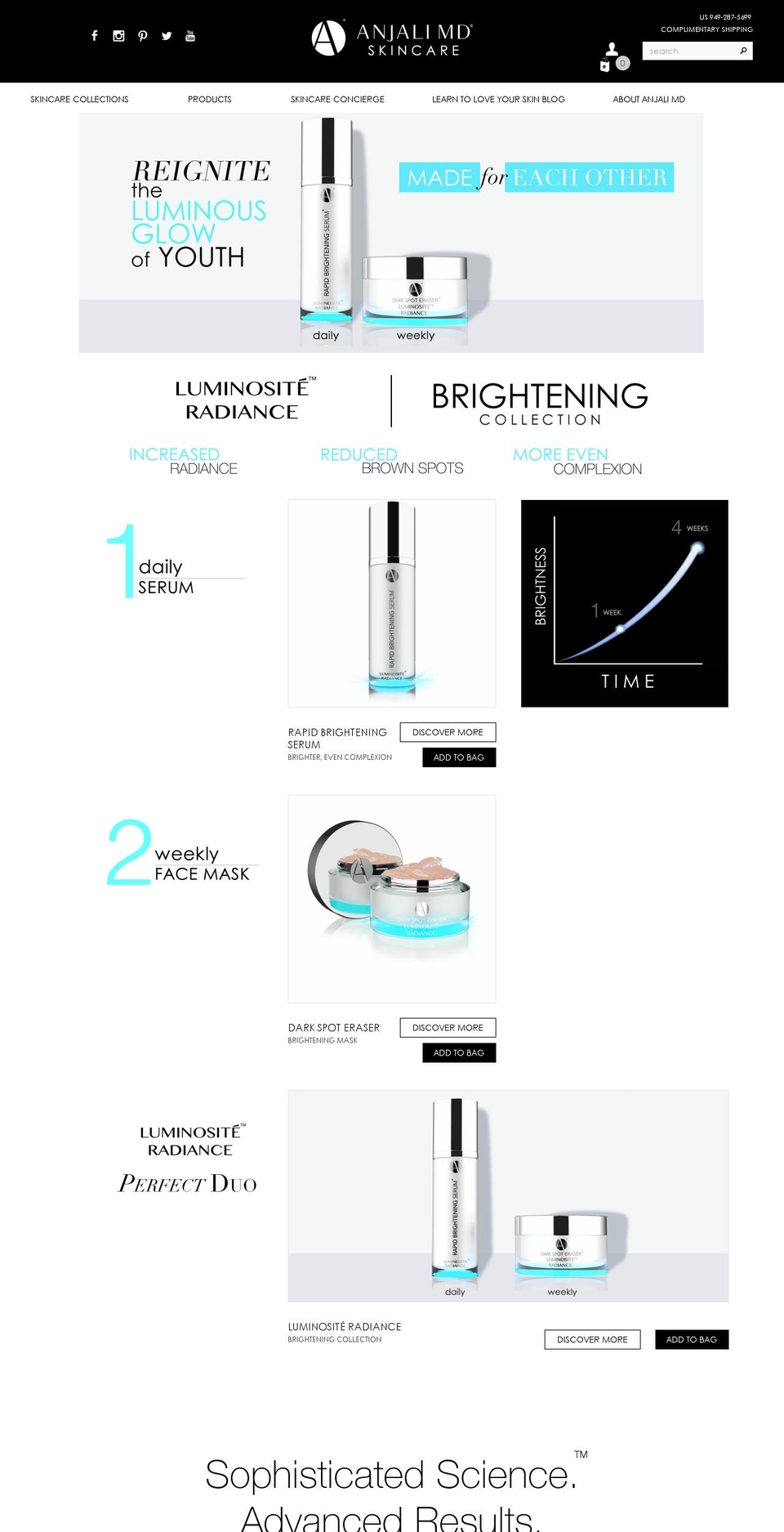 luminositeradiance.us shopify website screenshot