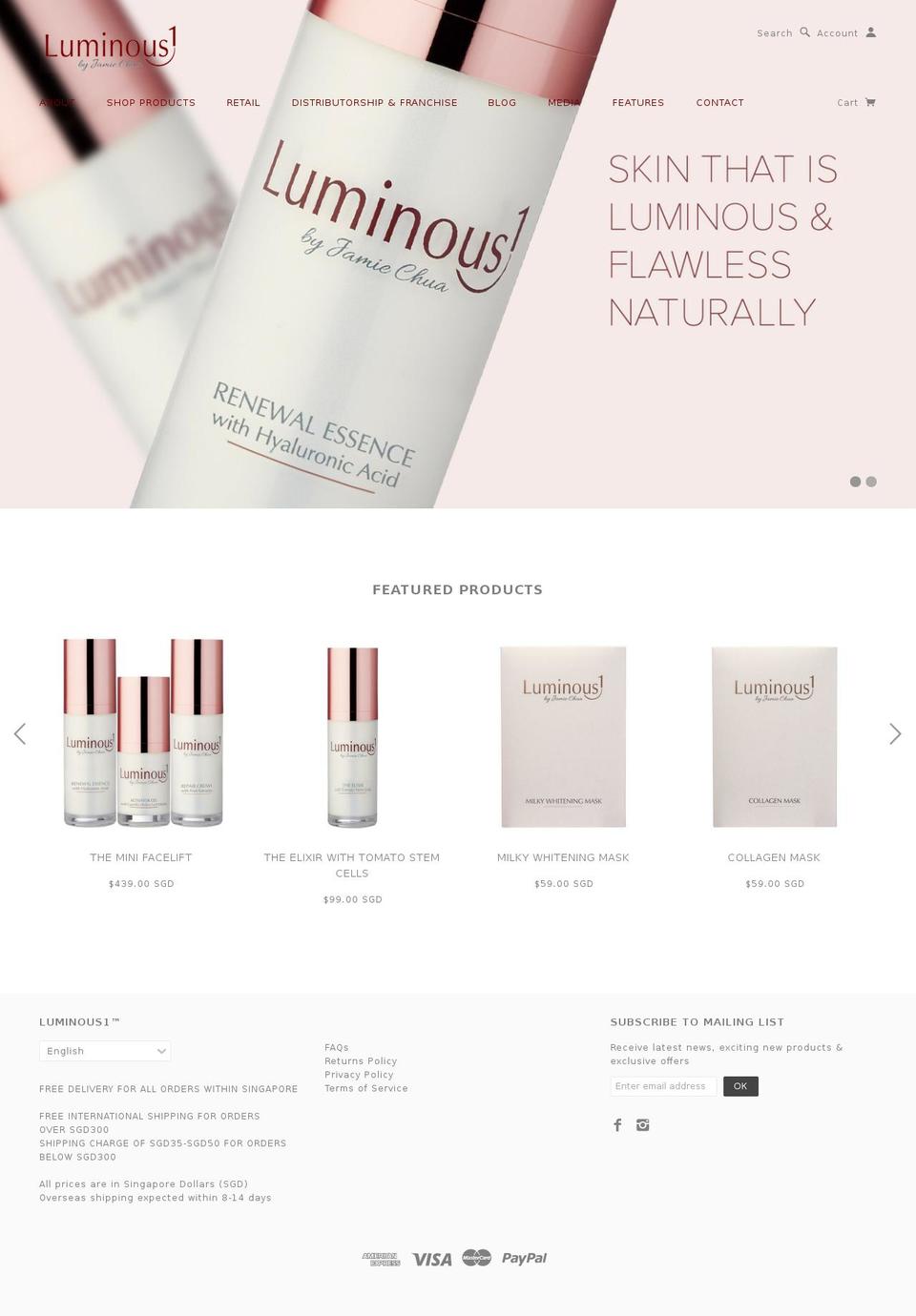 luminous-1.com shopify website screenshot