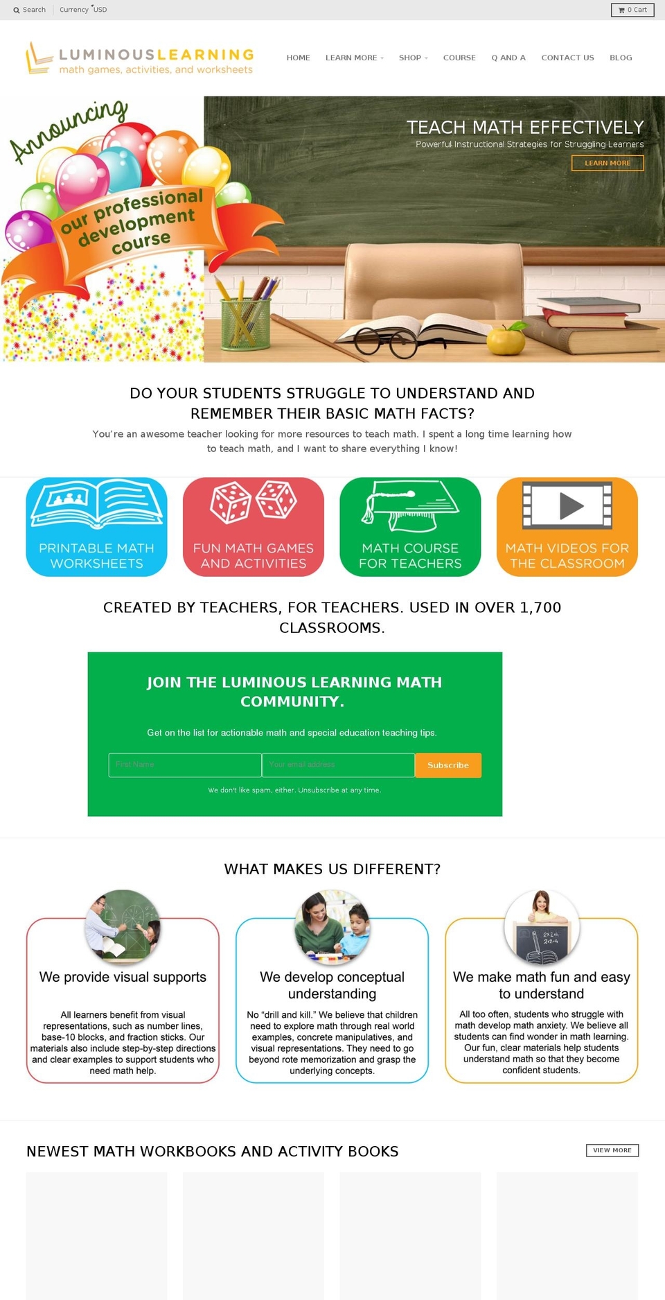 luminous-learning.com shopify website screenshot