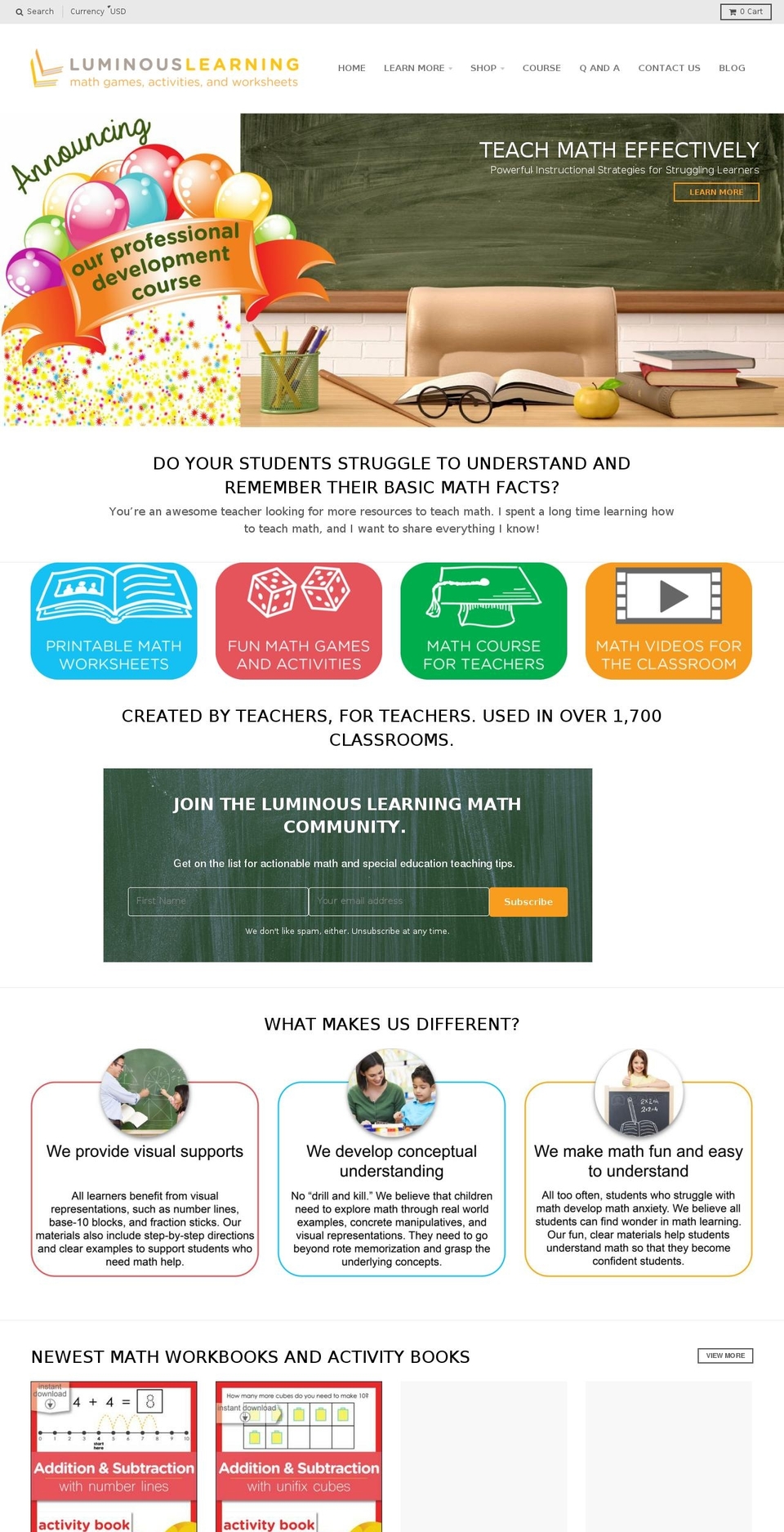 luminouslearning.net shopify website screenshot