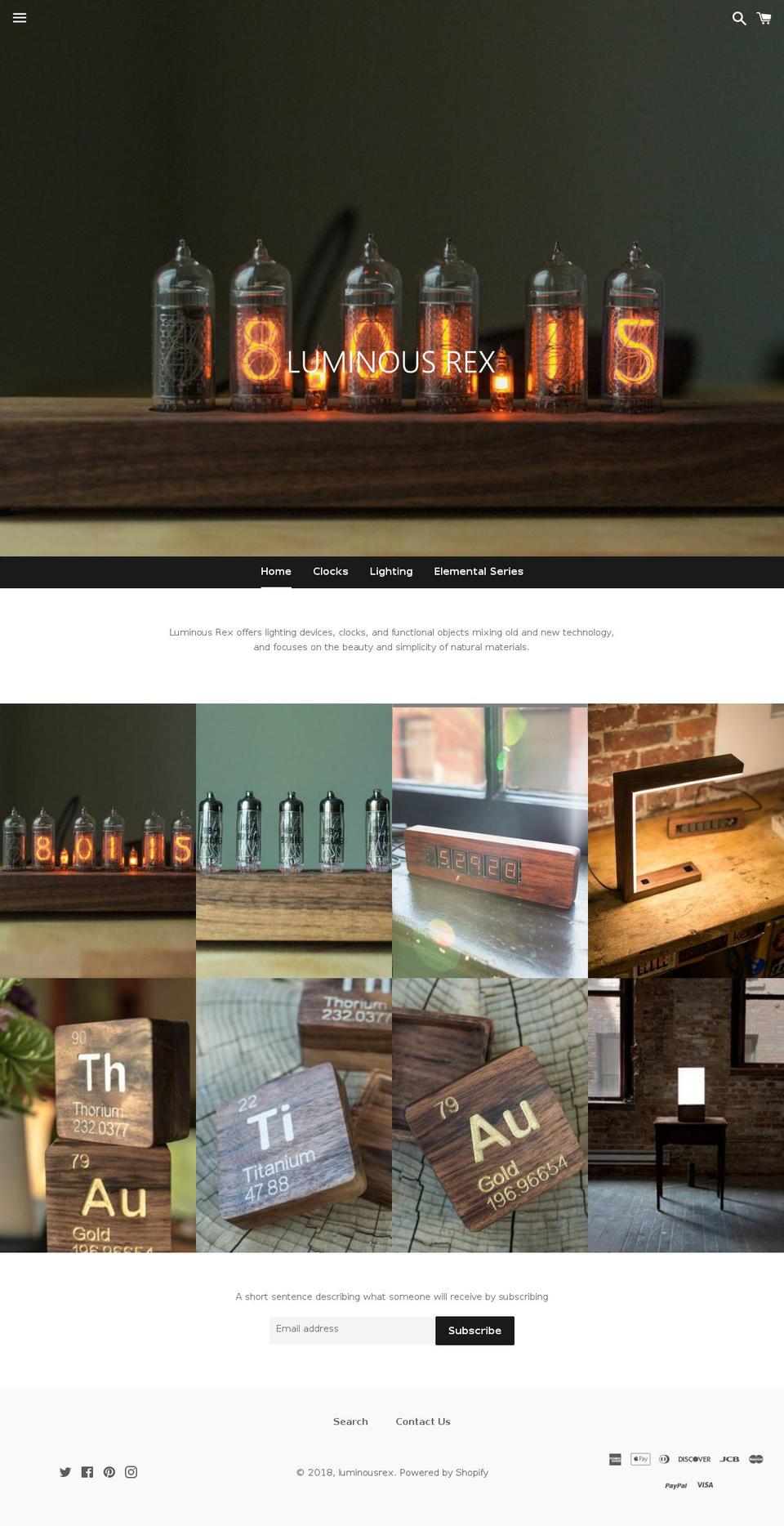 luminousrex.com shopify website screenshot