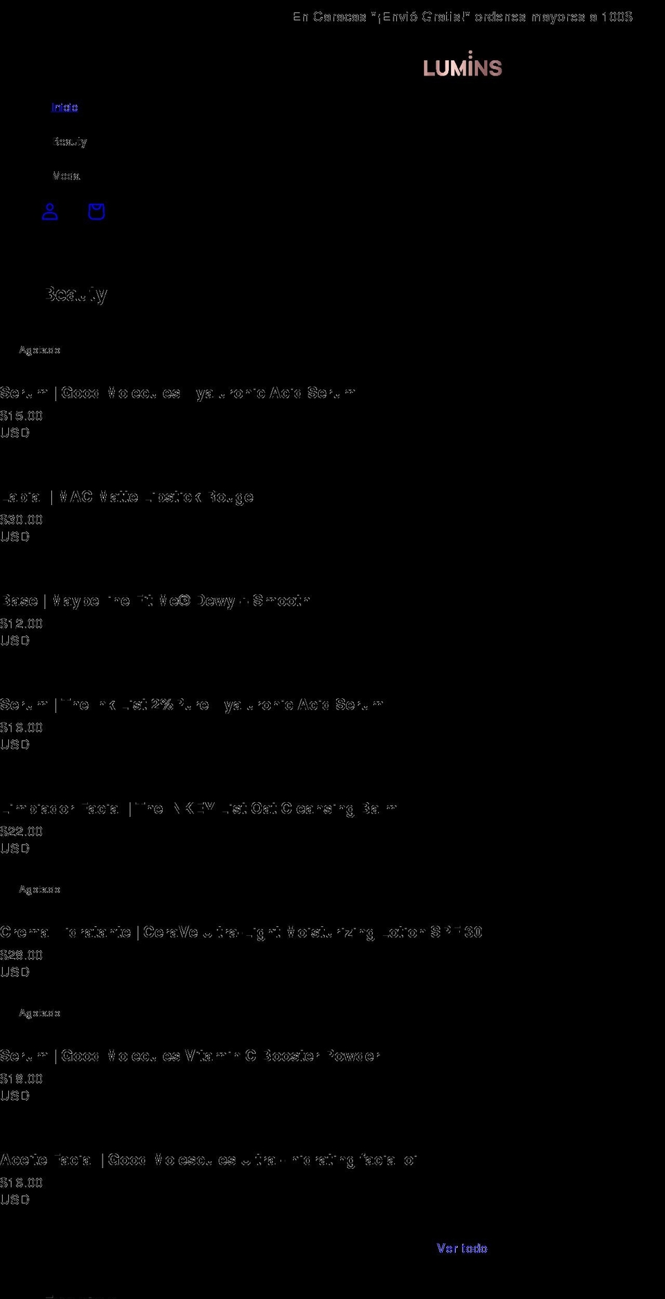luminsvzla.com shopify website screenshot