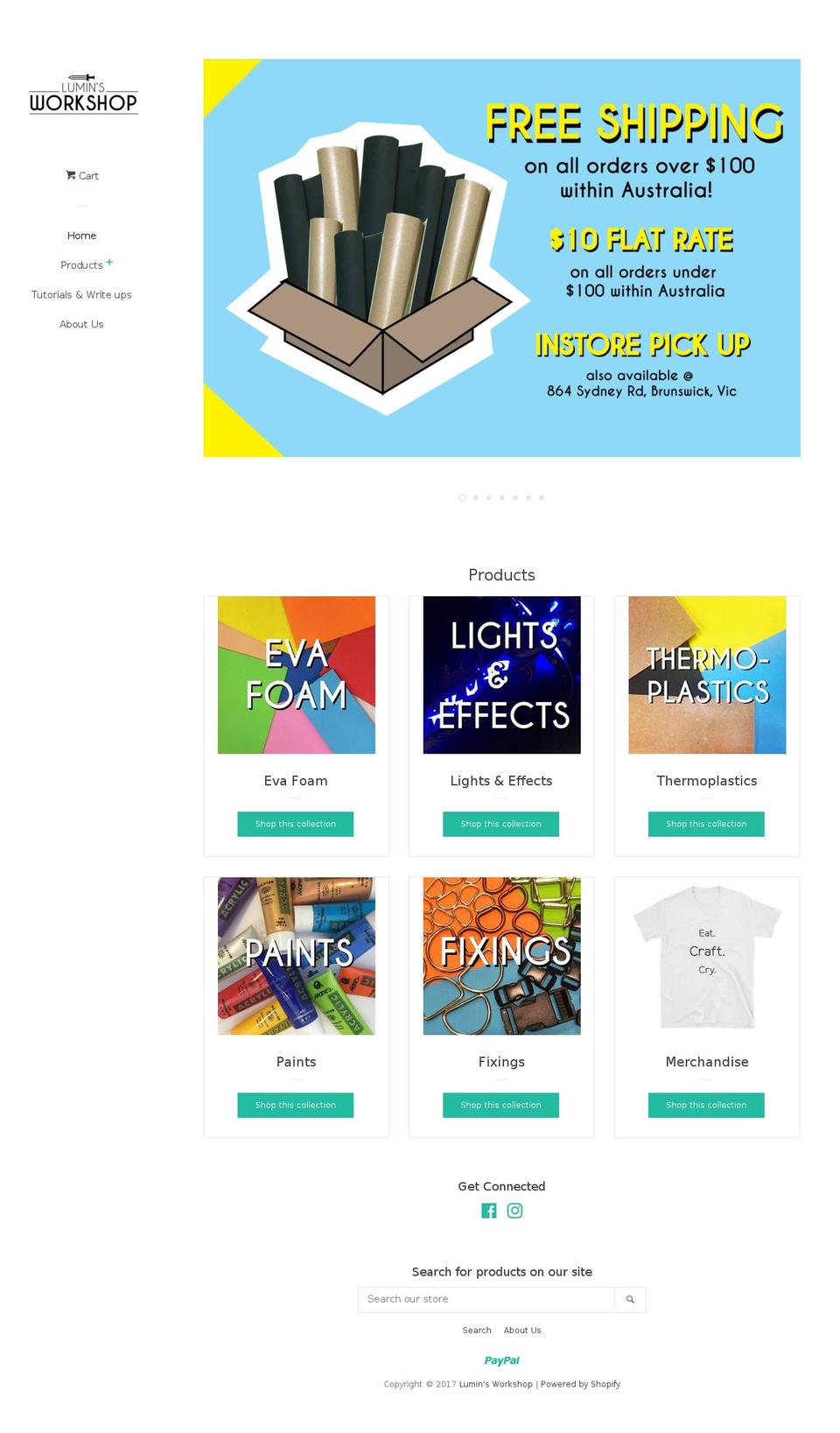 luminsworkshop.com shopify website screenshot