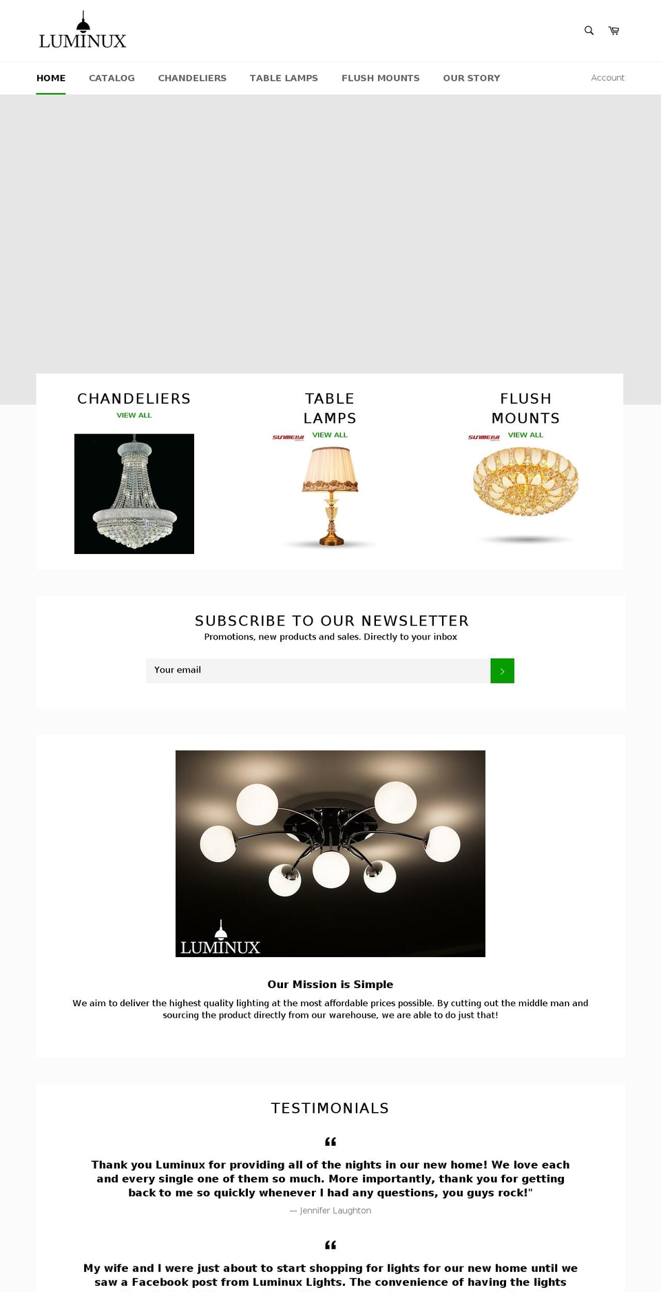 luminuxlights.com — Shopify storefront screenshot