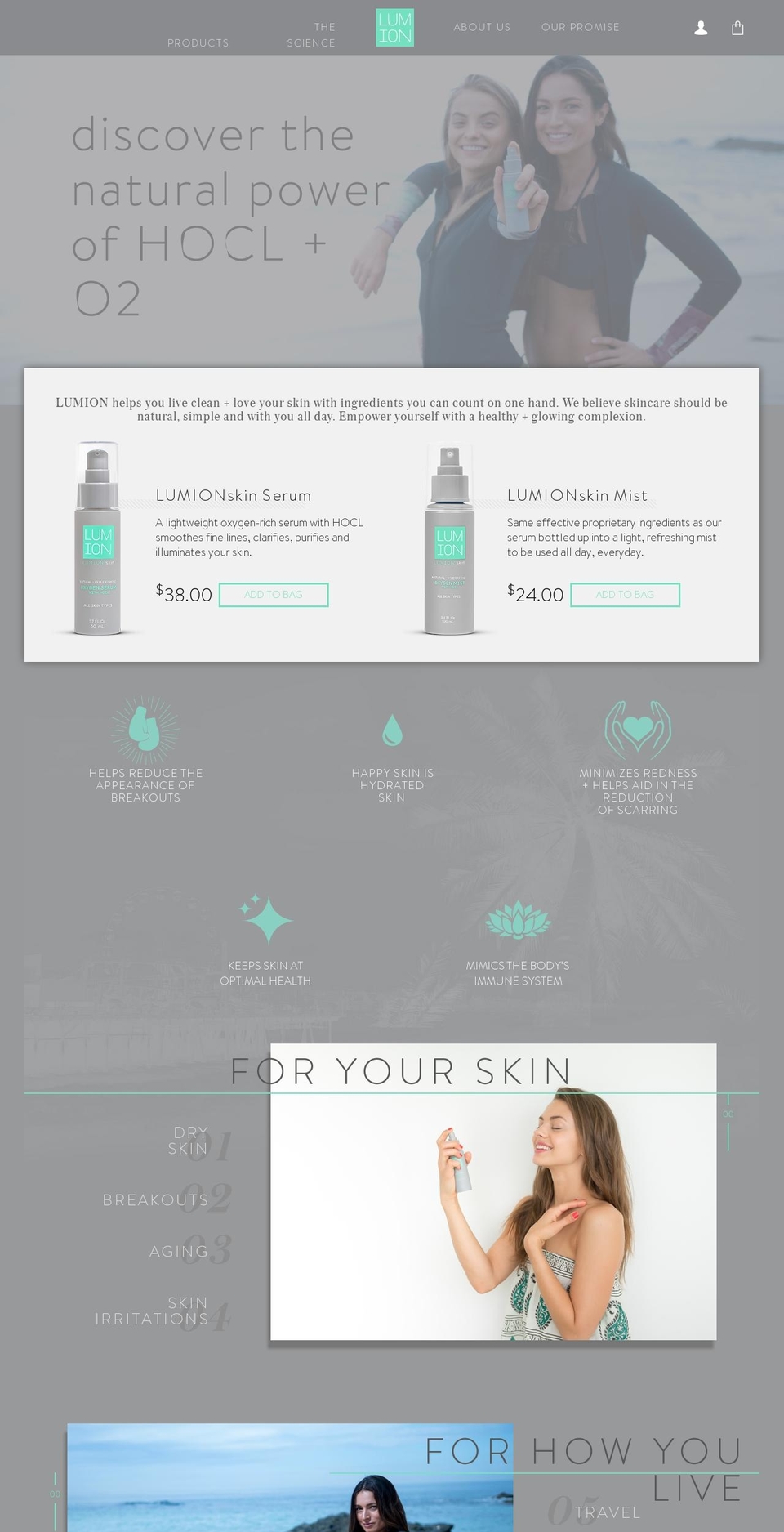 lumionskin.com shopify website screenshot