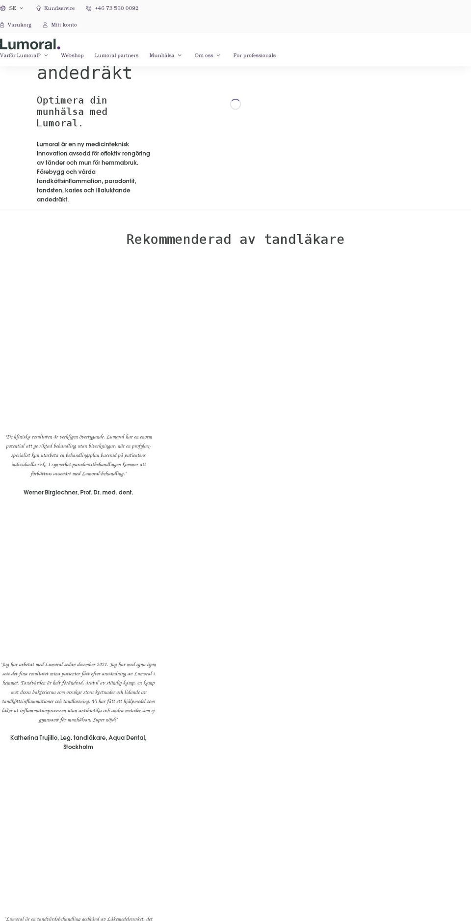 lumoral.se shopify website screenshot