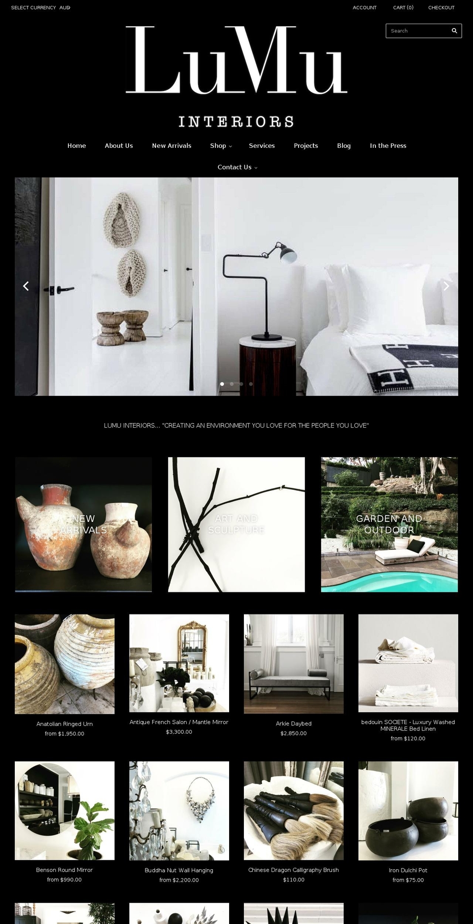 lumuinteriors.com shopify website screenshot