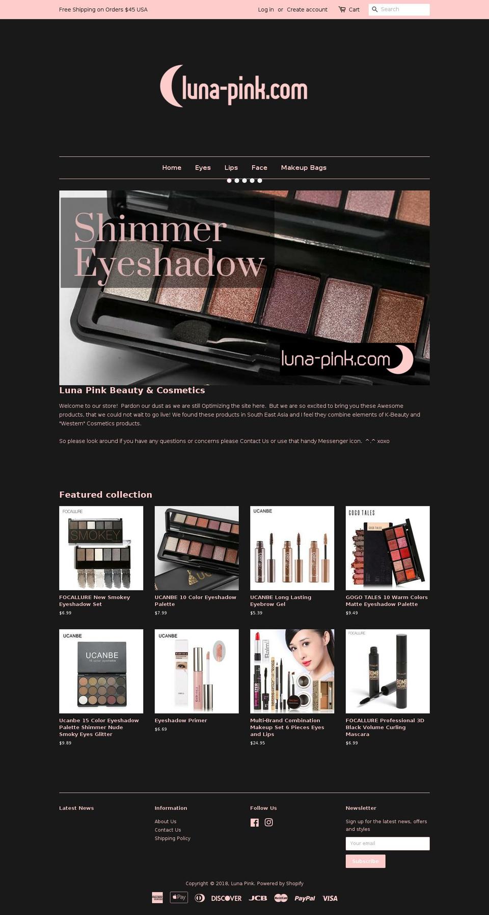 luna-pink.com — Shopify storefront screenshot