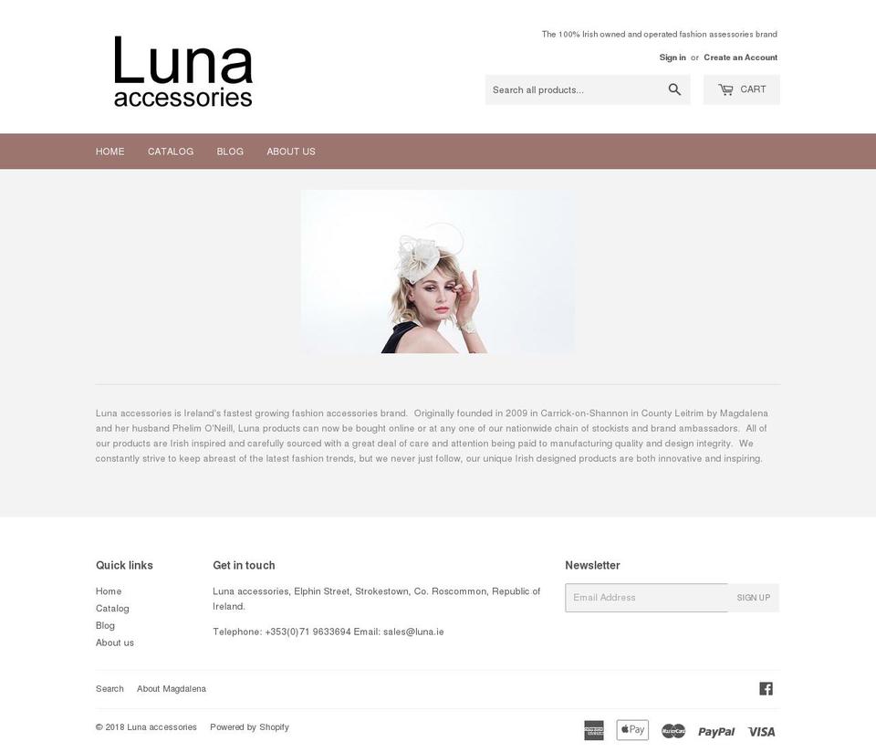 luna.ie shopify website screenshot