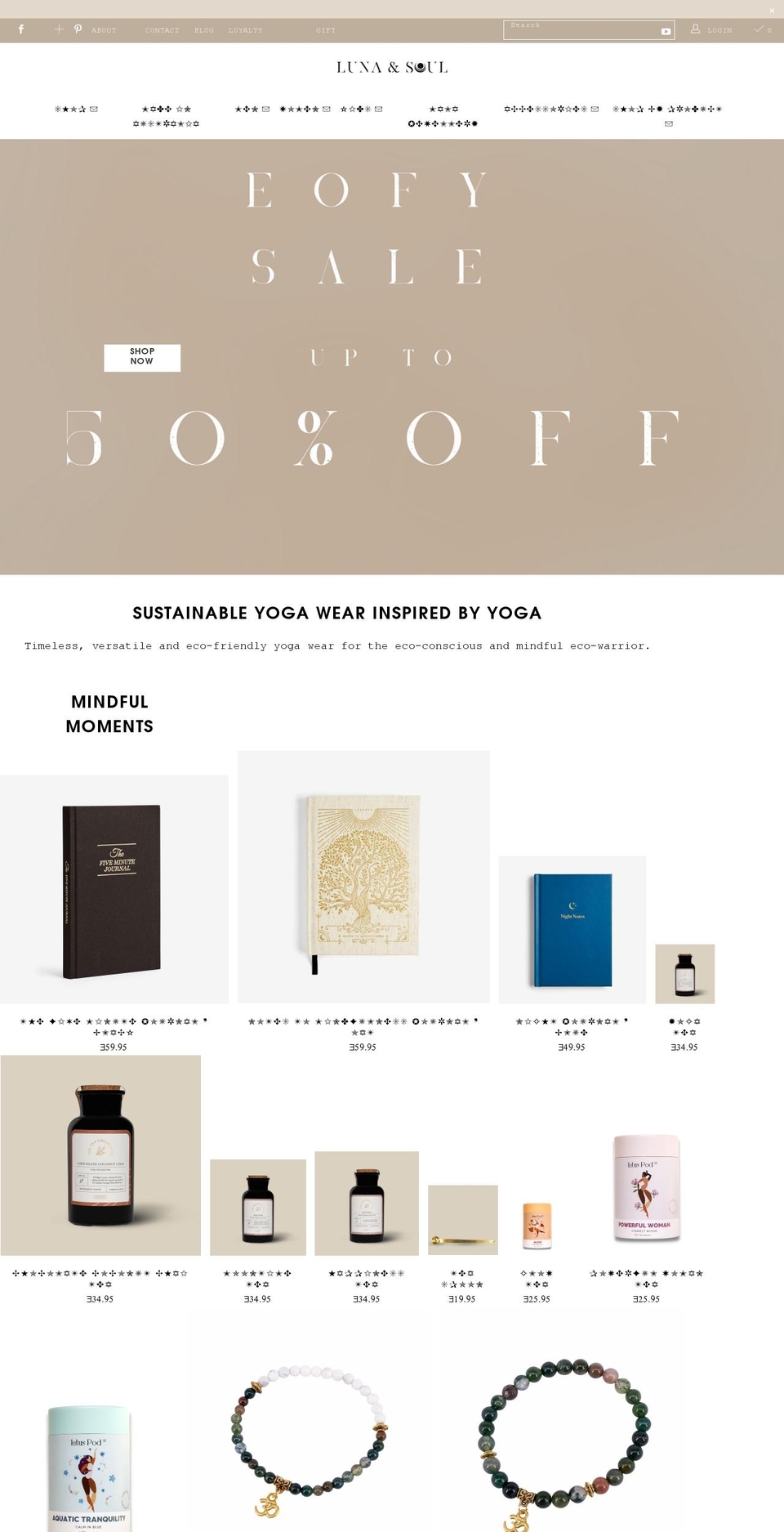 lunaandsoul.com.au shopify website screenshot