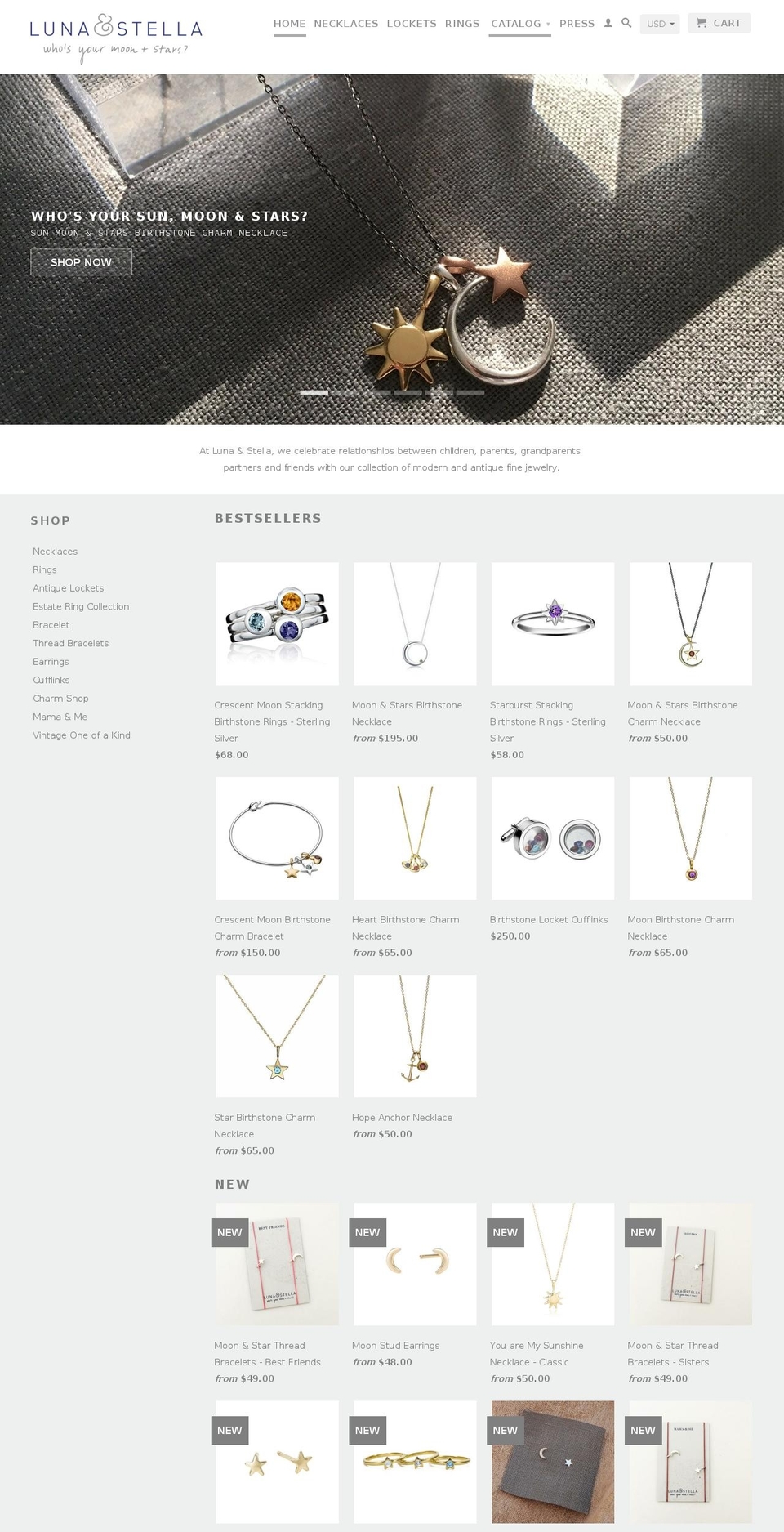 lunaandstella.mobi shopify website screenshot