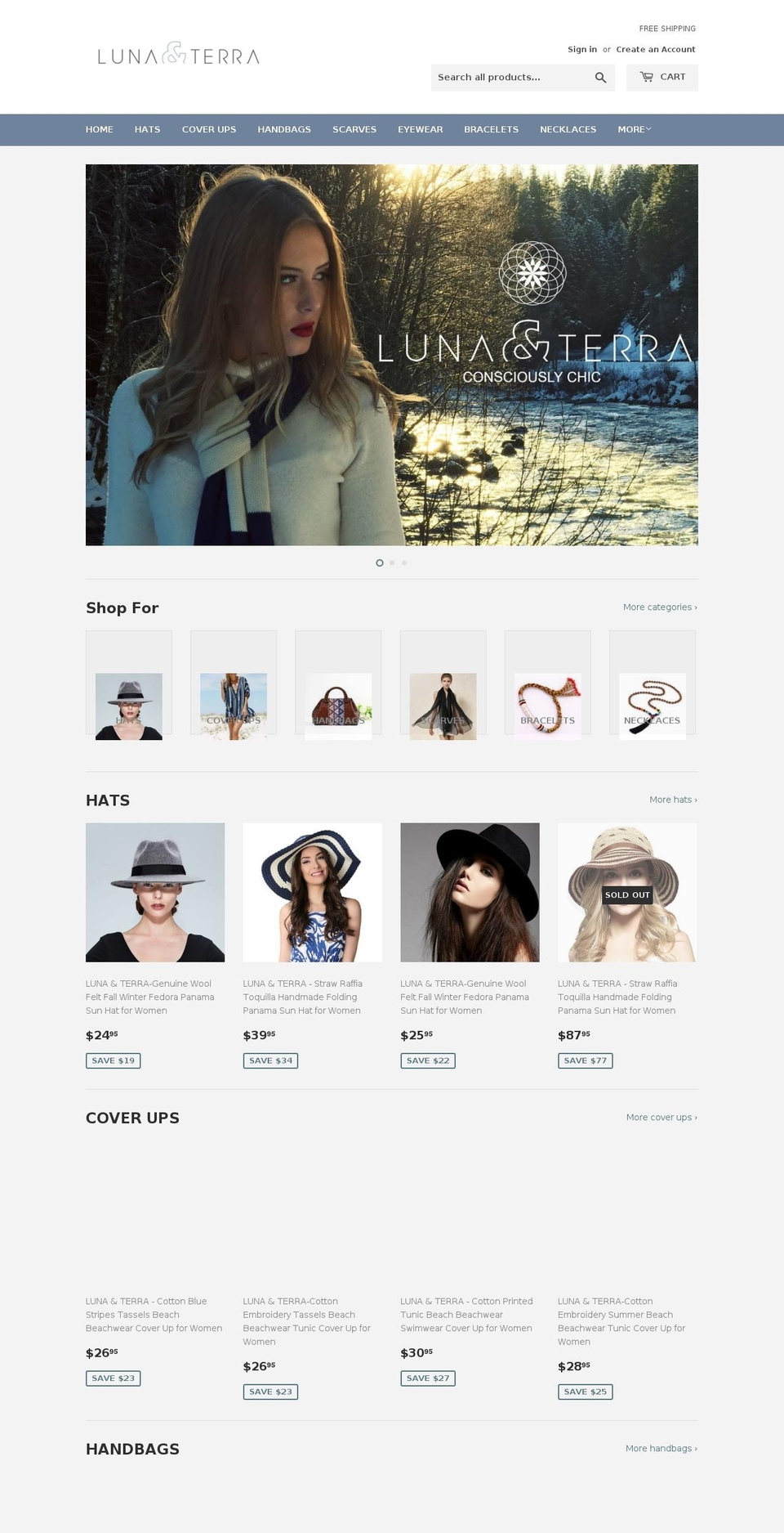 lunaandterra.com — Shopify storefront screenshot