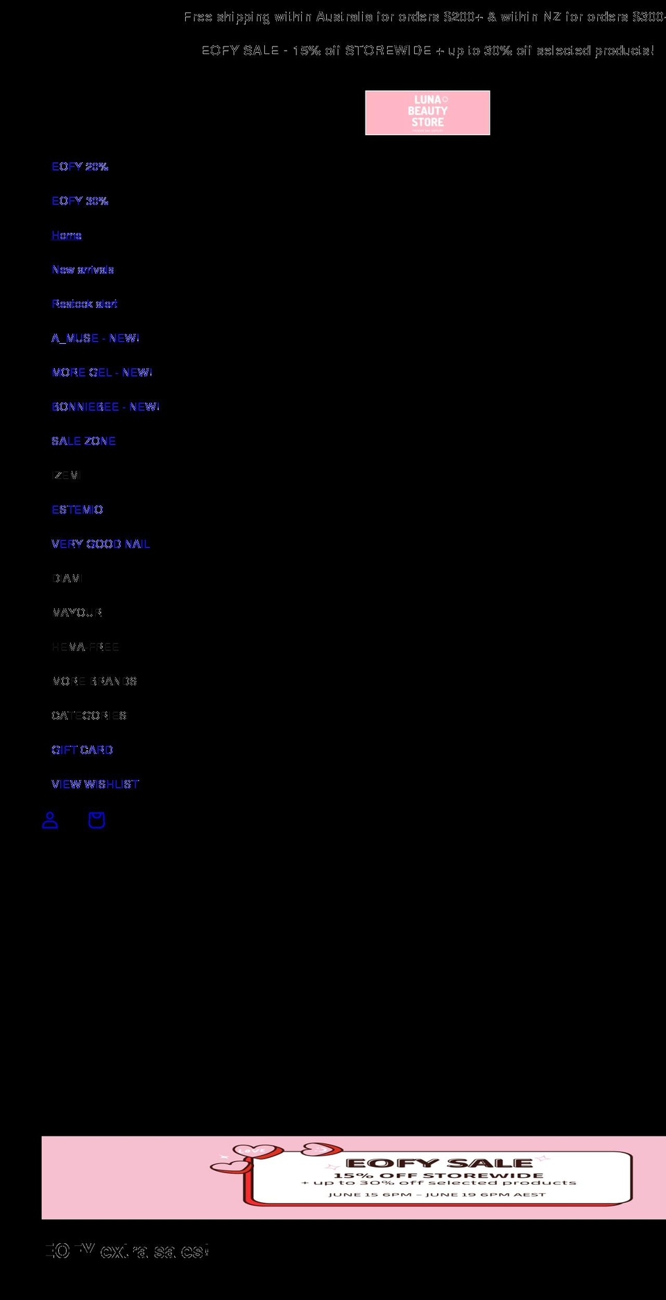 lunabeauty-store.com shopify website screenshot