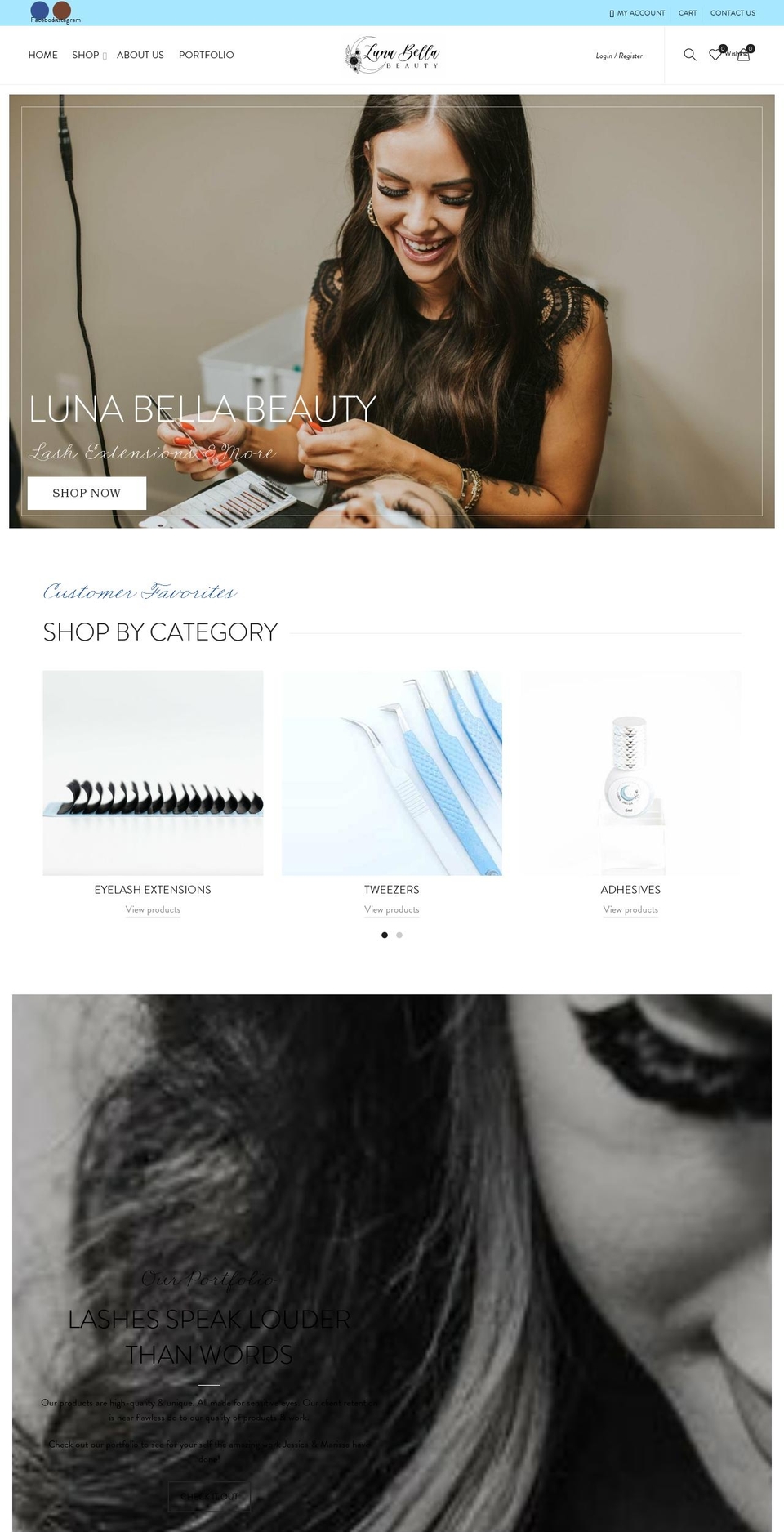 lunabellabeauty.net shopify website screenshot