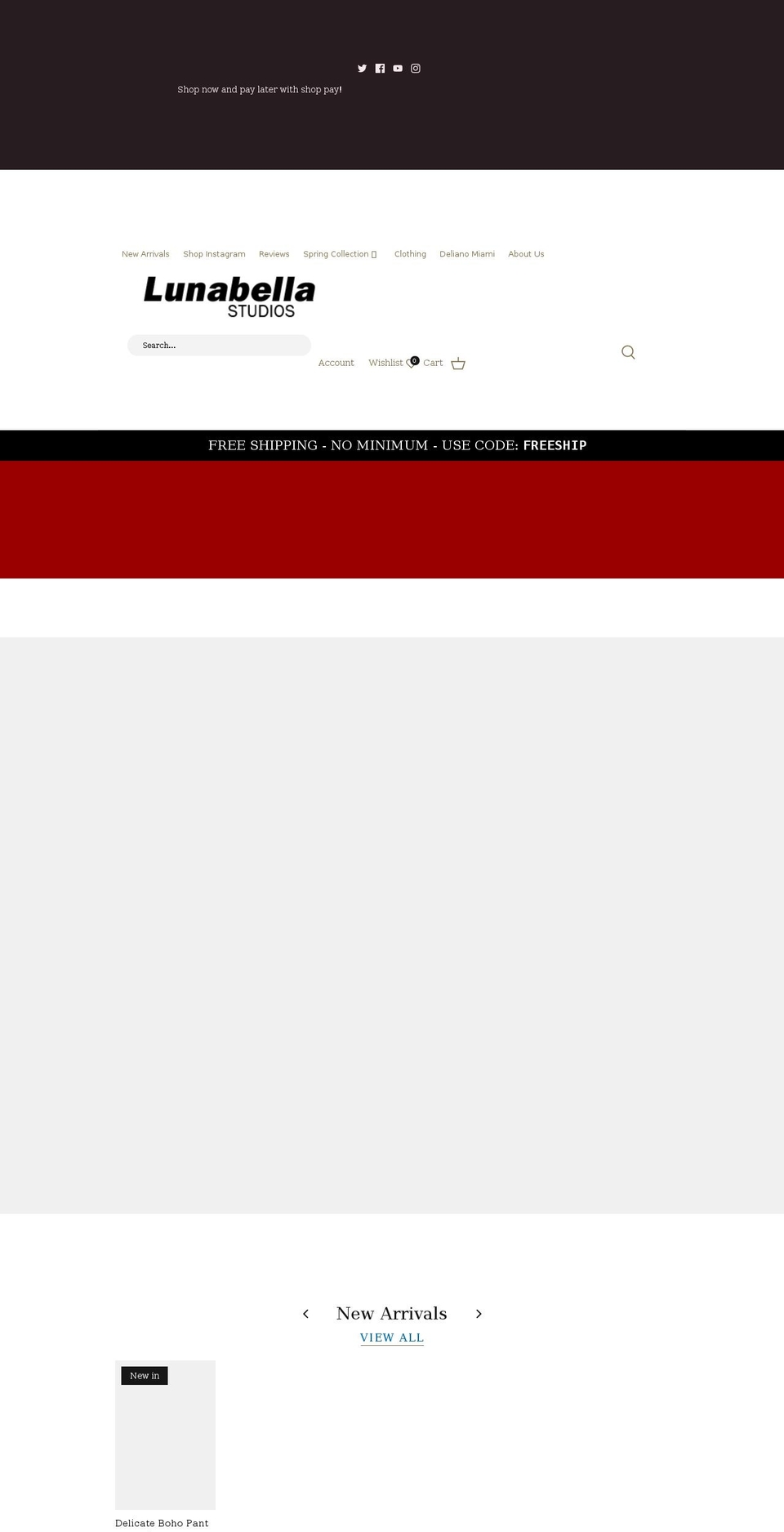 lunabellastudios.com shopify website screenshot