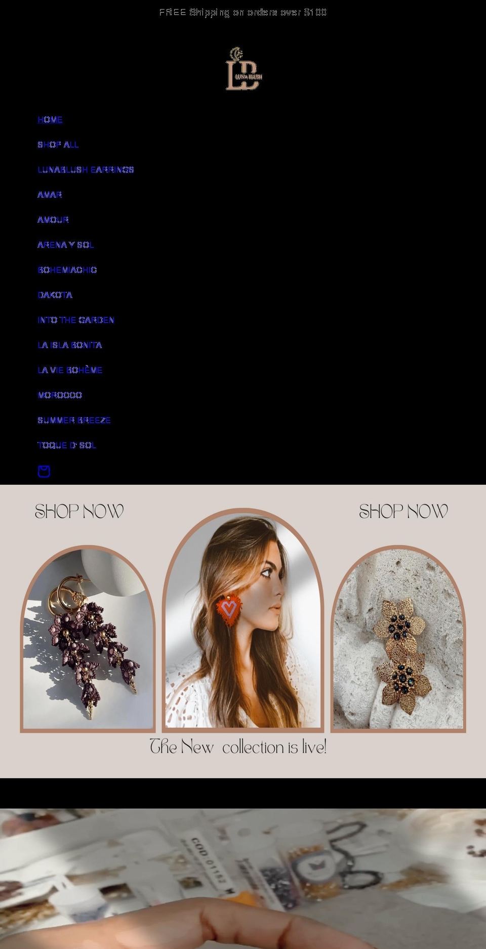 Cindy shopify theme Shopify theme site example lunablushjewelry.com