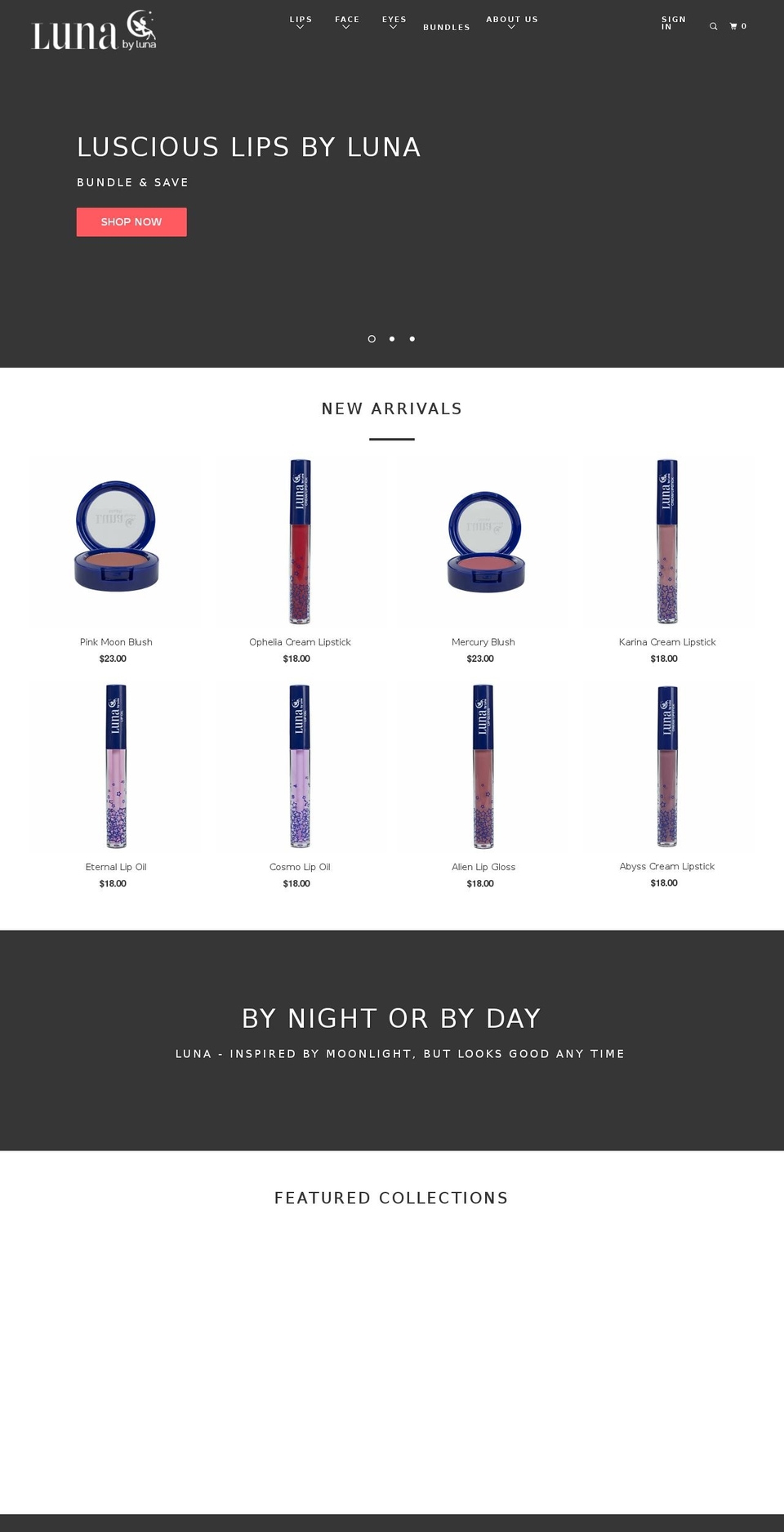 lunabyluna.com — Shopify storefront screenshot