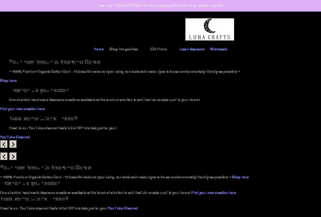 lunacraftsonline.com shopify website screenshot