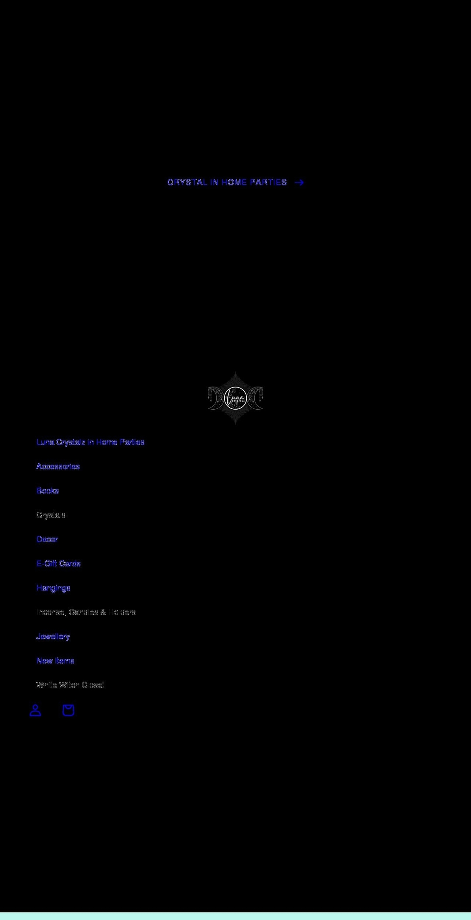 lunacrystalz.com shopify website screenshot