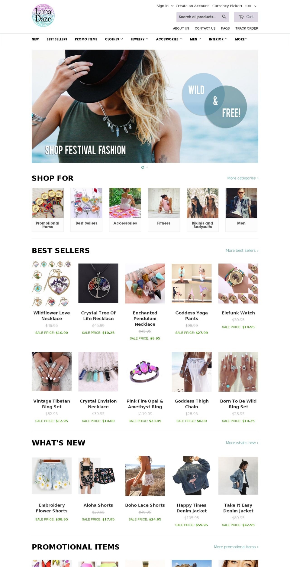 lunadaze.com shopify website screenshot