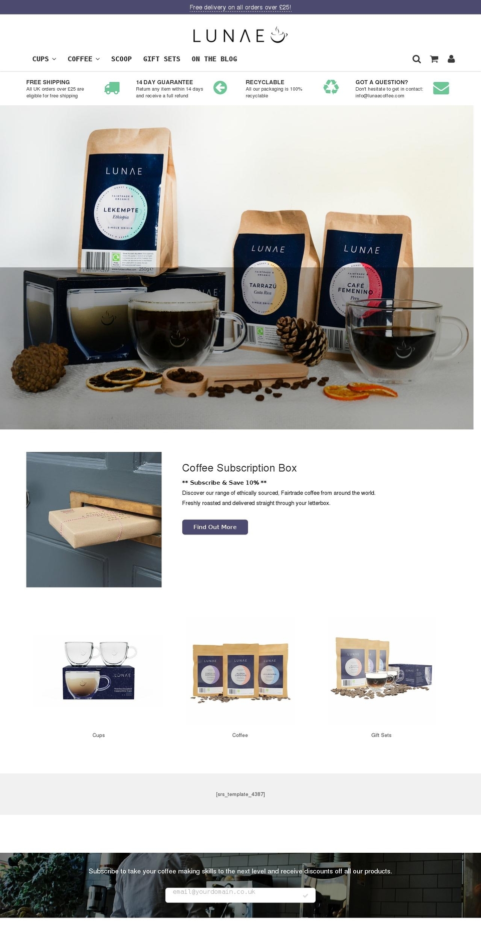 lunaecoffee.com — Shopify storefront screenshot