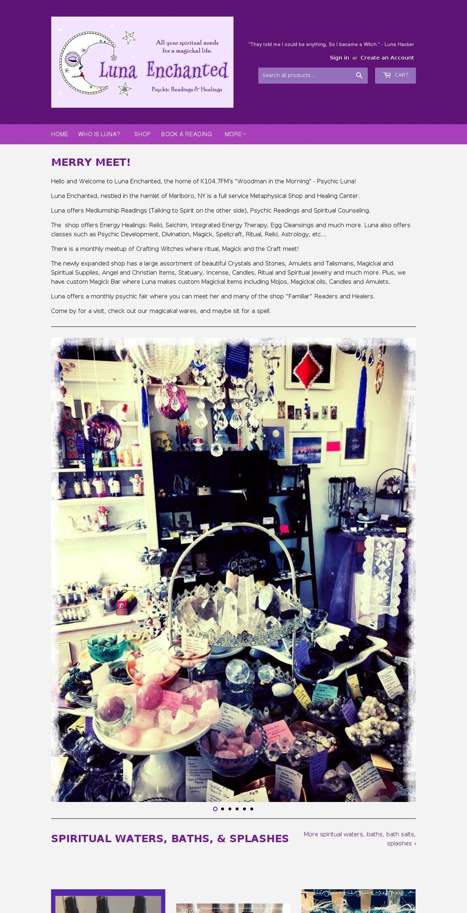 lunaenchanted.com shopify website screenshot