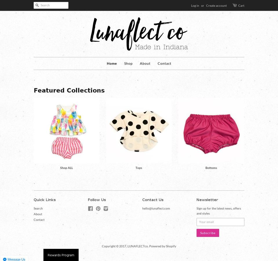 lunaflect.com shopify website screenshot