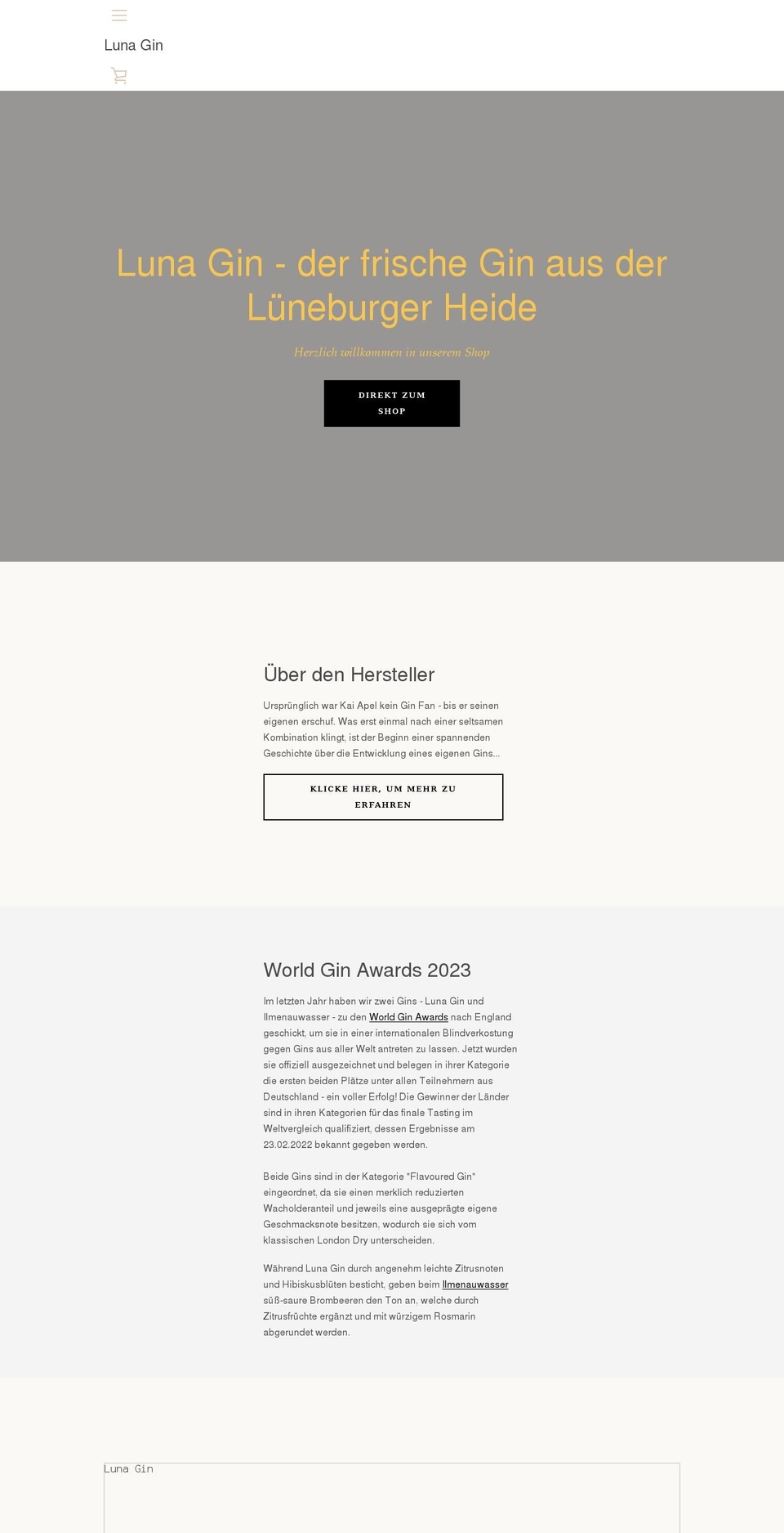 lunagin.com shopify website screenshot