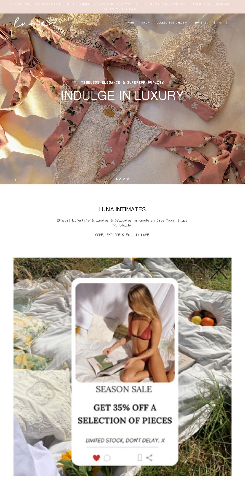 lunaintimates.com shopify website screenshot