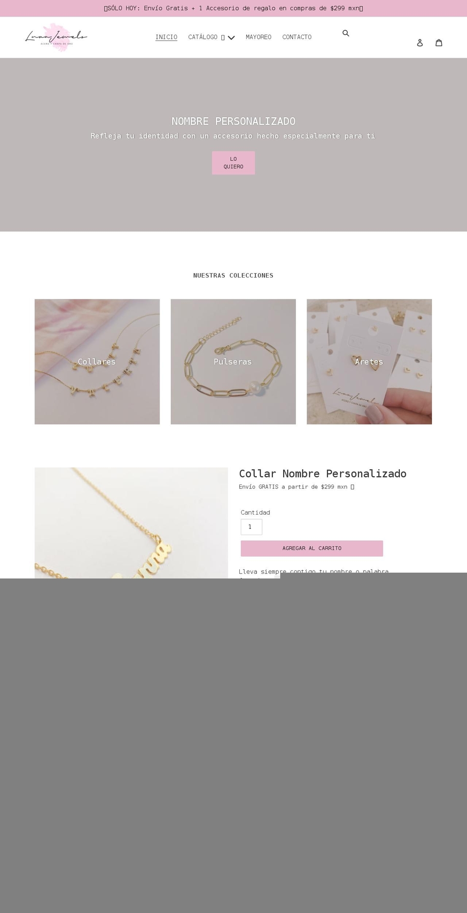 lunajewelsmx.com shopify website screenshot