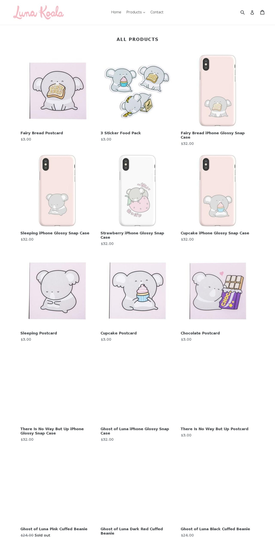 lunakoala.com shopify website screenshot
