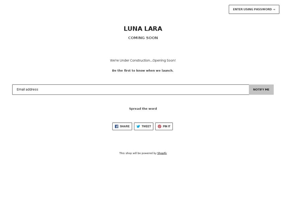 lunalara.com — Shopify storefront screenshot