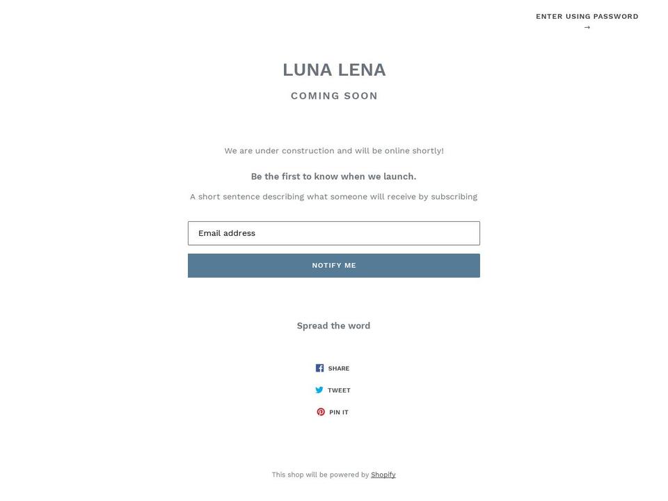 lunalena.net shopify website screenshot