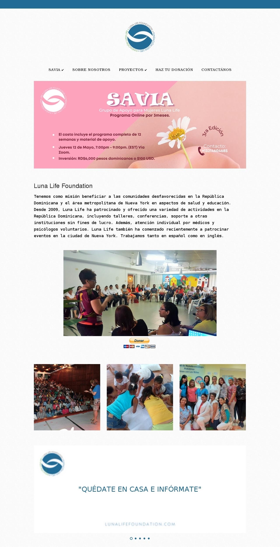 lunalifefoundation.com shopify website screenshot