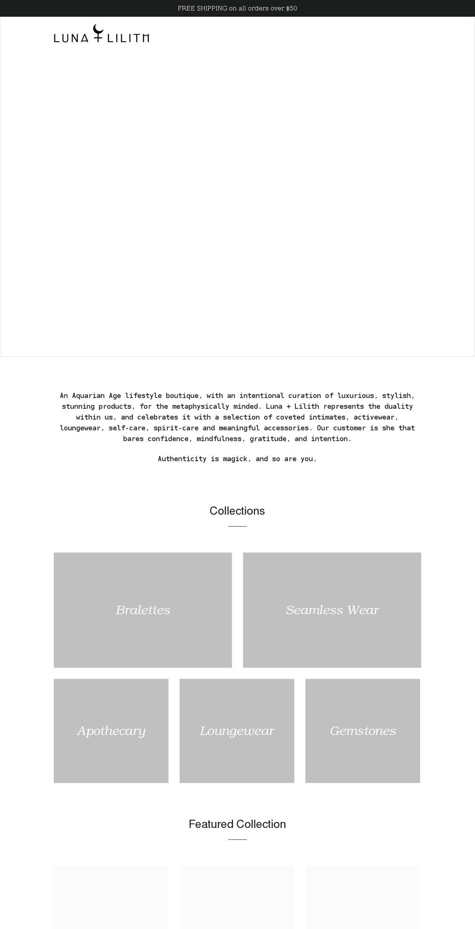 lunalilith.com shopify website screenshot