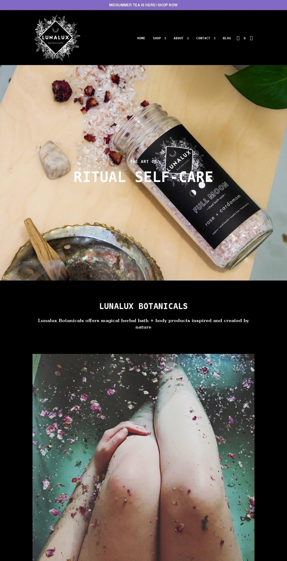 lunaluxbotanicals.com shopify website screenshot