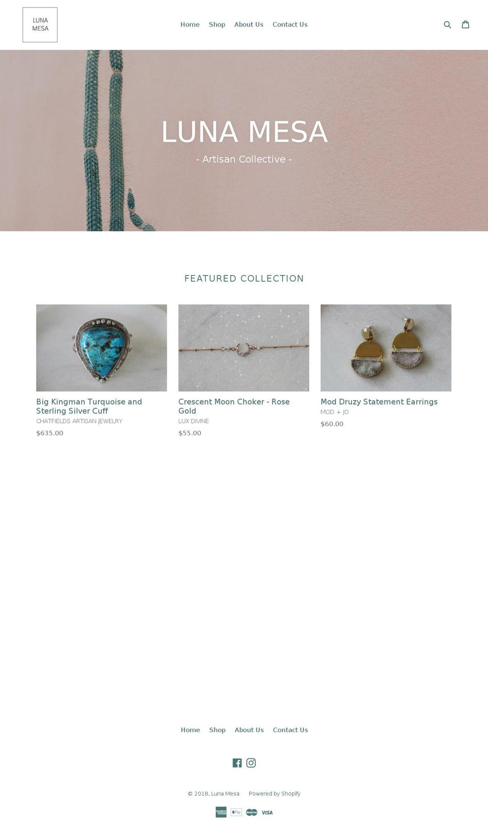 lunamesastore.com — Shopify storefront screenshot