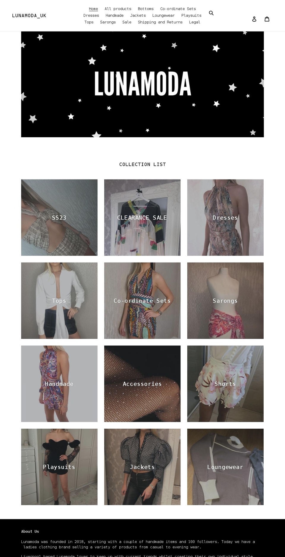 lunamoda-uk.com shopify website screenshot