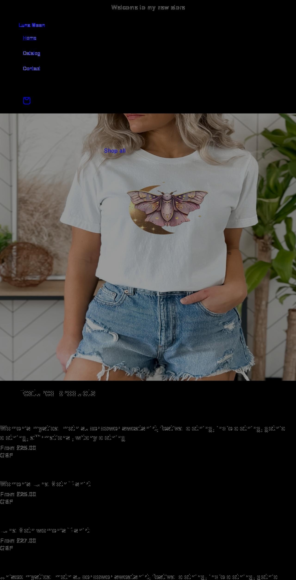 lunamoon.shop shopify website screenshot