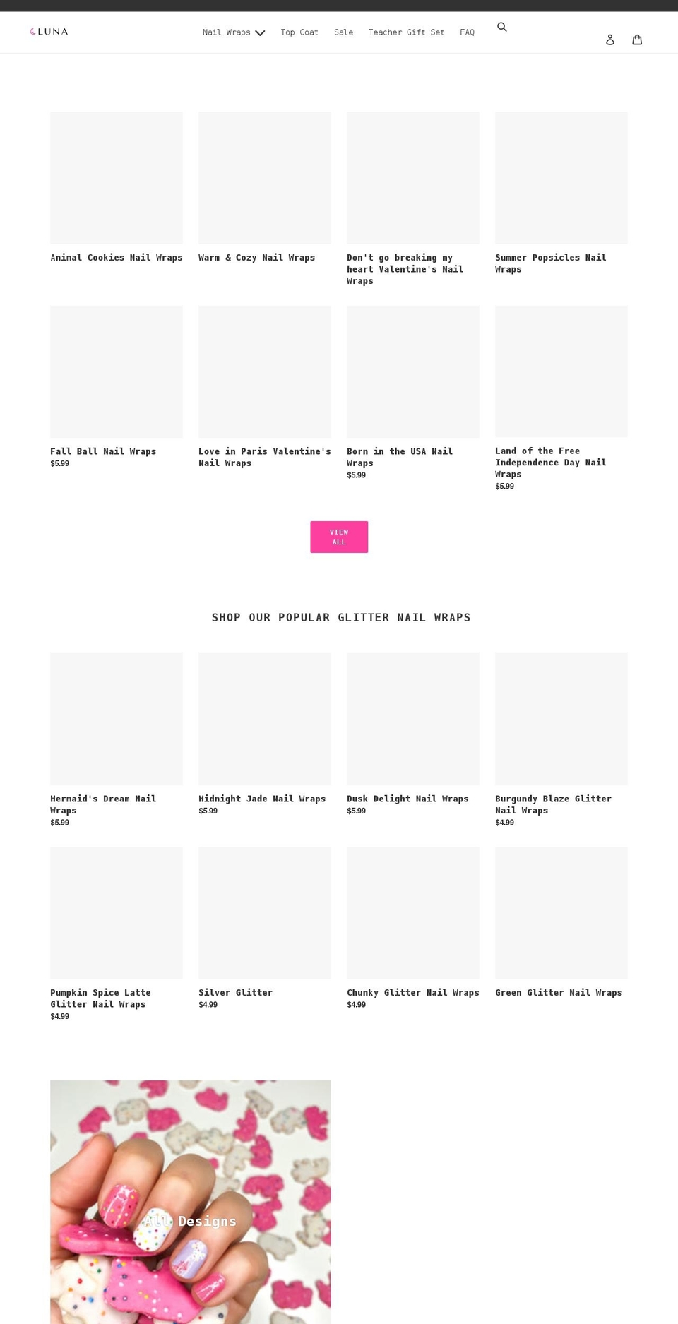 lunanailwraps.com shopify website screenshot