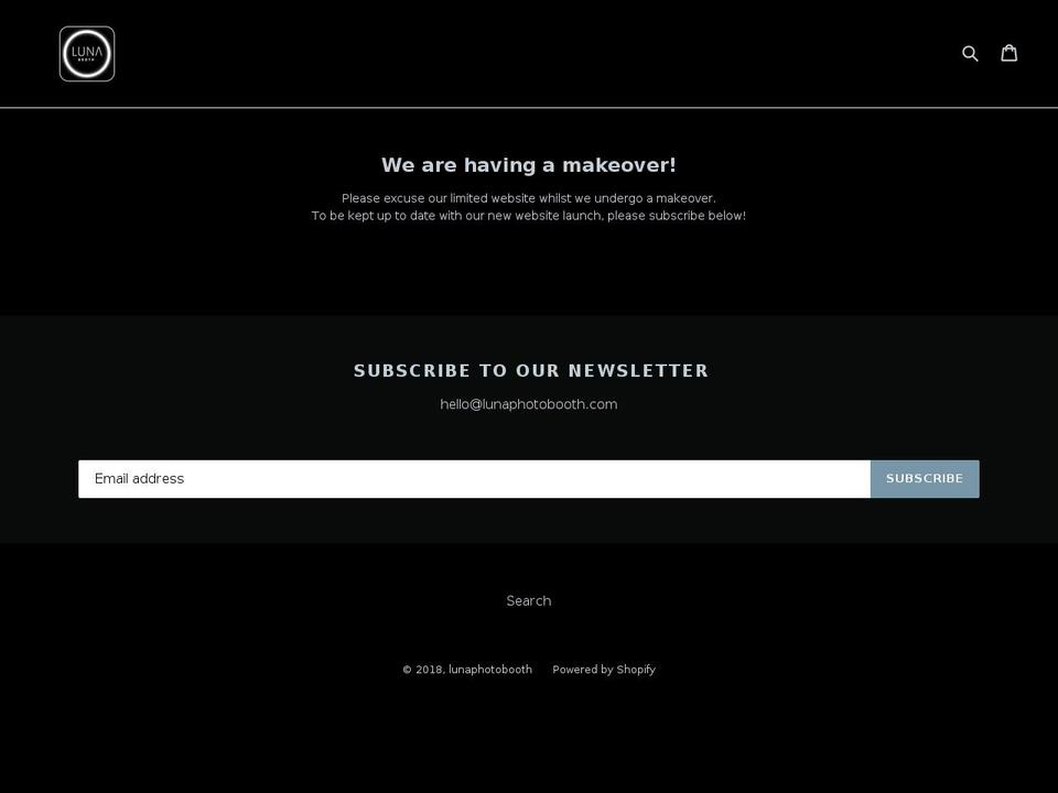 lunaphotobooth.com — Shopify storefront screenshot