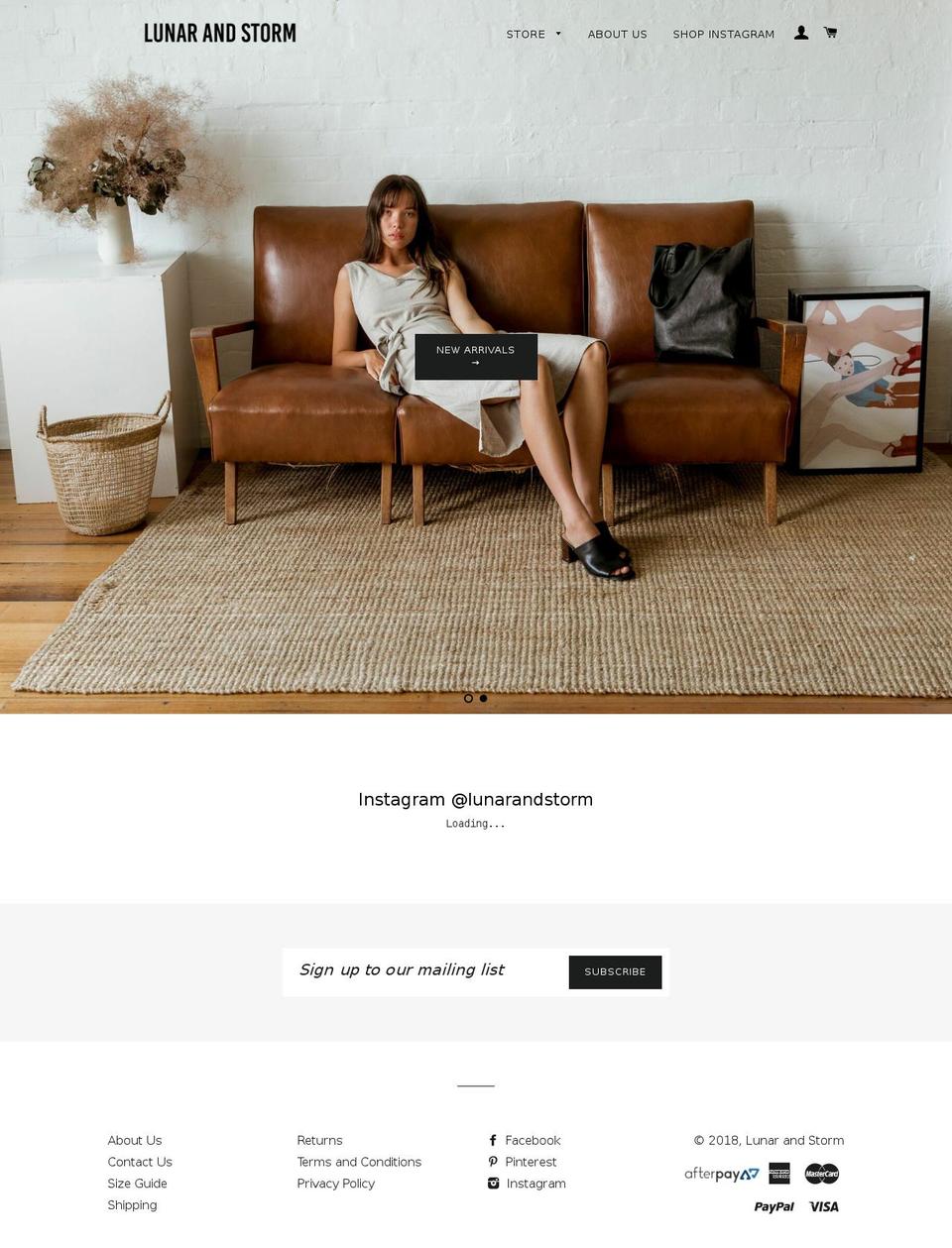lunarandstorm.com.au shopify website screenshot