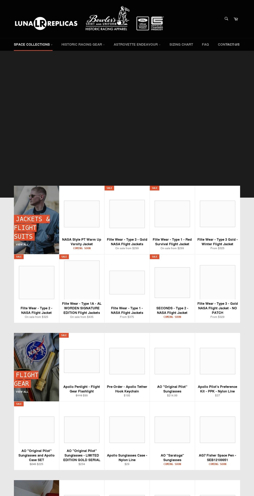 lunareplicas.com shopify website screenshot