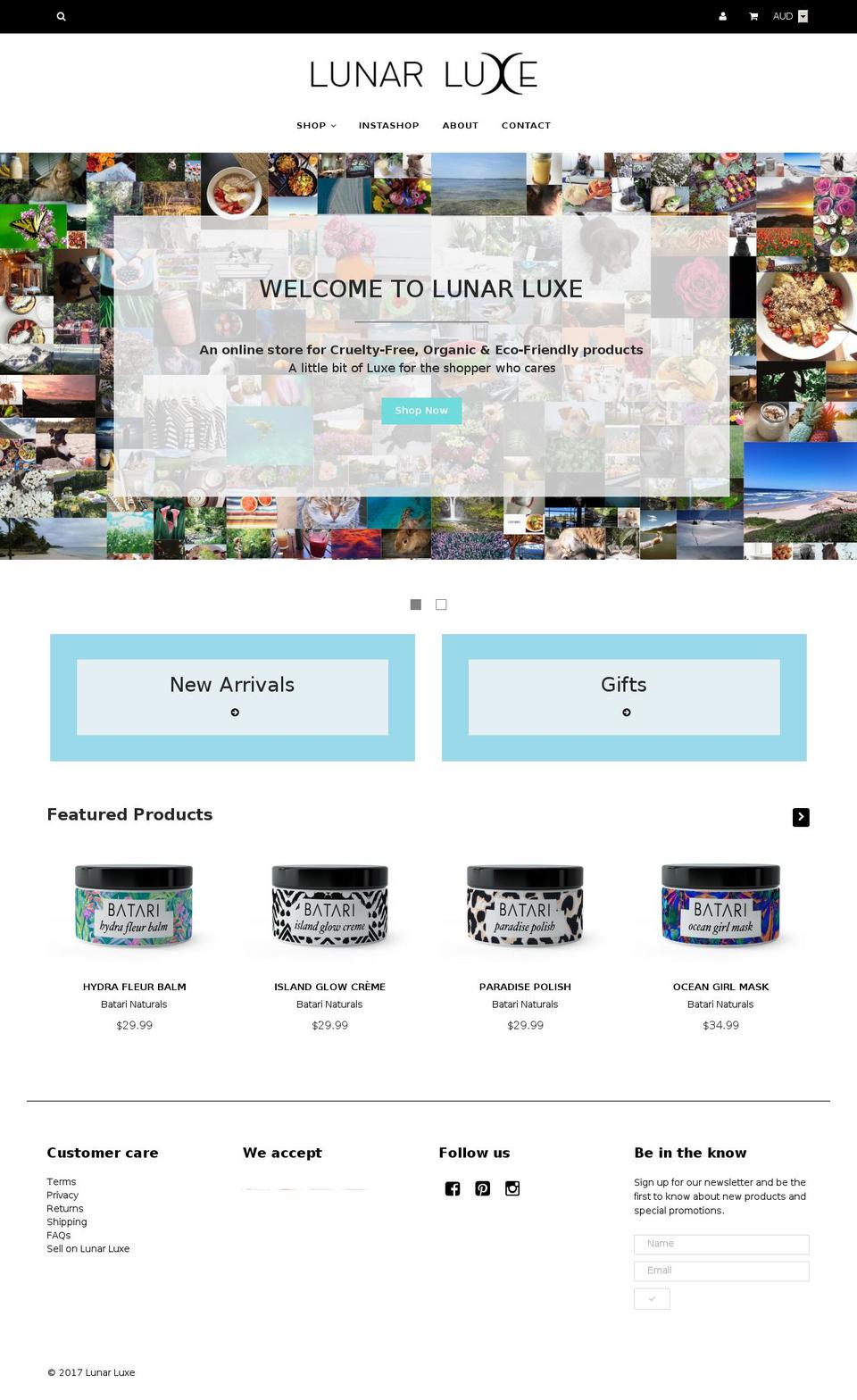 lunarluxe.com shopify website screenshot