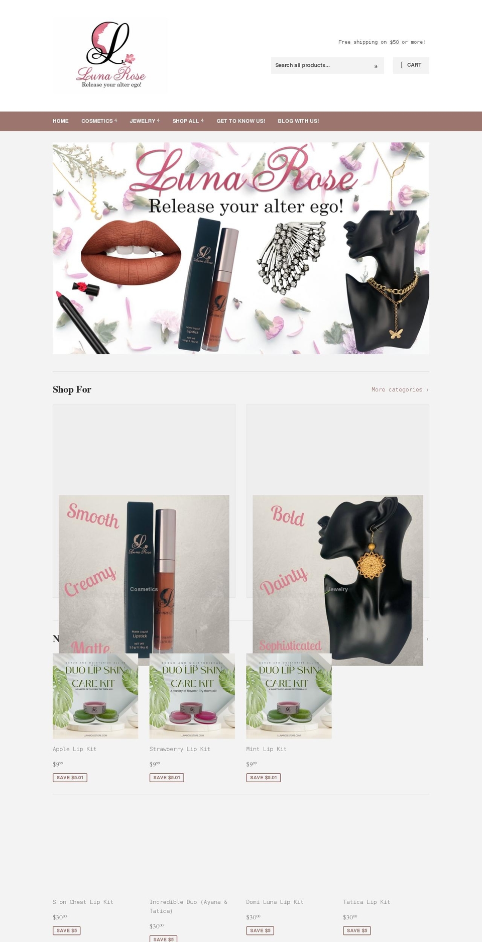 lunarosestore.com shopify website screenshot