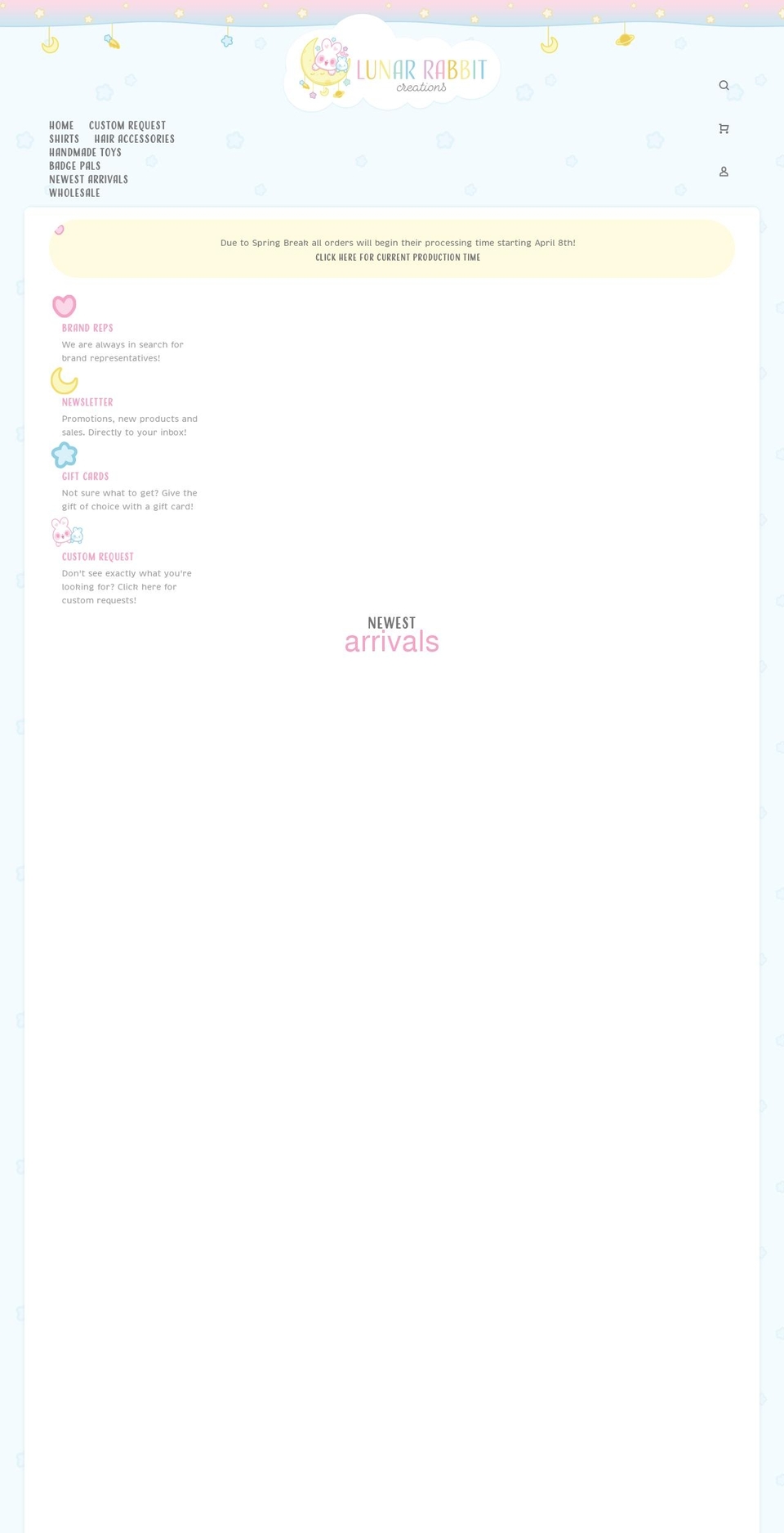 lunarrabbitcreations.com shopify website screenshot