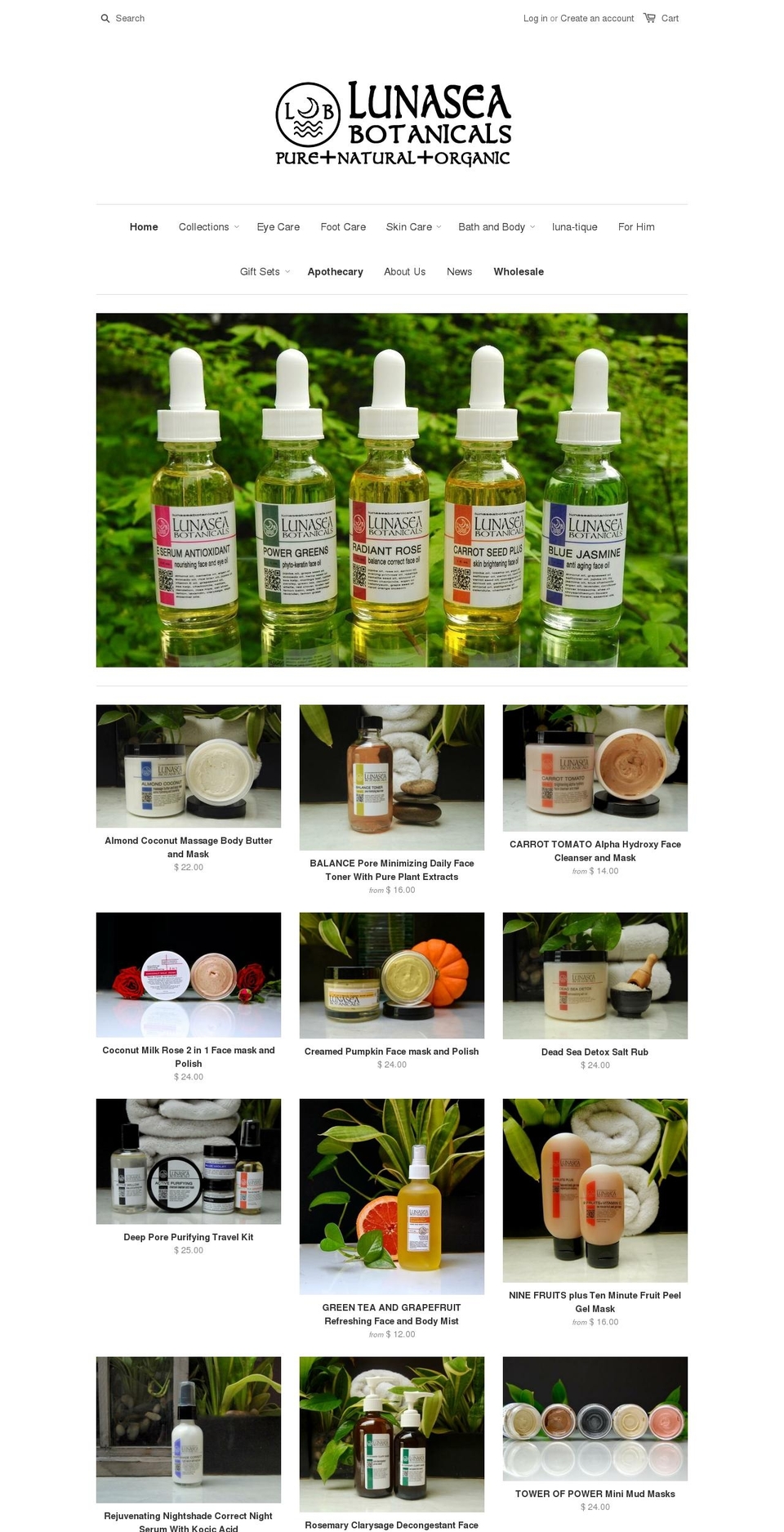 lunaseabotanicals.com — Shopify storefront screenshot