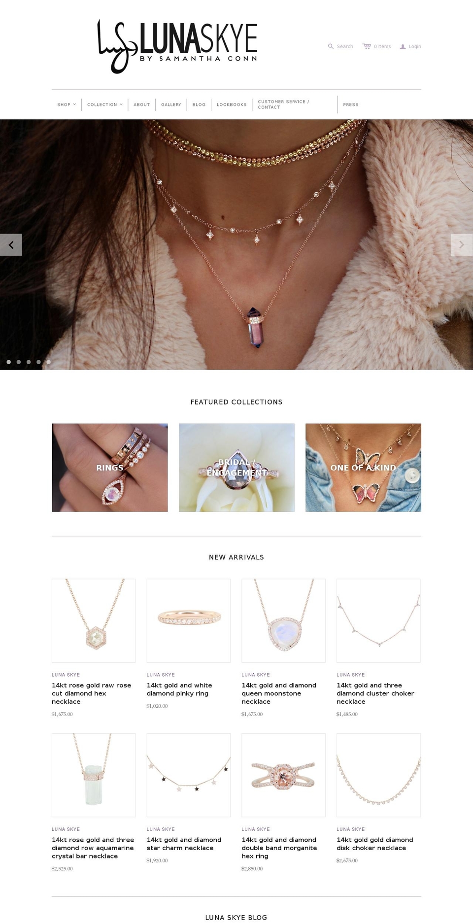 lunaskye.com shopify website screenshot